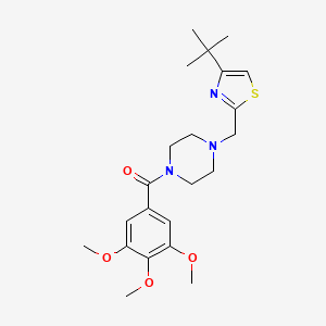 molecular formula C22H31N3O4S B2704637 (4-((4-(Tert-butyl)thiazol-2-yl)methyl)piperazin-1-yl)(3,4,5-trimethoxyphenyl)methanone CAS No. 1105222-40-9