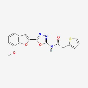 molecular formula C17H13N3O4S B2704640 N-(5-(7-甲氧基苯并呋喃-2-基)-1,3,4-噁二唑-2-基)-2-(噻吩-2-基)乙酰胺 CAS No. 921904-97-4