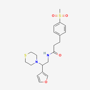 molecular formula C20H26N2O4S2 B2704662 N-(2-(呋喃-3-基)-2-硫代吗啉基乙基)-3-(4-(甲磺基)苯基)丙酰胺 CAS No. 2034343-27-4