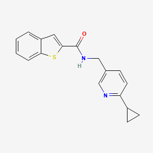 molecular formula C18H16N2OS B2704685 N-[(6-环丙基吡啶-3-基)甲基]-1-苯并噻吩-2-羧酰胺 CAS No. 2097863-48-2