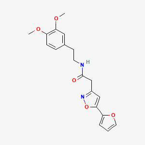 molecular formula C19H20N2O5 B2704700 N-(3,4-dimethoxyphenethyl)-2-(5-(furan-2-yl)isoxazol-3-yl)acetamide CAS No. 1105243-37-5
