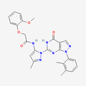 molecular formula C26H25N7O4 B2704726 N-(1-(1-(2,3-dimethylphenyl)-4-oxo-4,5-dihydro-1H-pyrazolo[3,4-d]pyrimidin-6-yl)-3-methyl-1H-pyrazol-5-yl)-2-(2-methoxyphenoxy)acetamide CAS No. 1173247-81-8