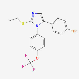 molecular formula C18H14BrF3N2OS B2704736 5-(4-bromophenyl)-2-(ethylthio)-1-(4-(trifluoromethoxy)phenyl)-1H-imidazole CAS No. 1226427-57-1