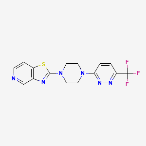 molecular formula C15H13F3N6S B2704753 2-[4-[6-(Trifluoromethyl)pyridazin-3-yl]piperazin-1-yl]-[1,3]thiazolo[4,5-c]pyridine CAS No. 2380095-33-8