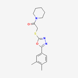 molecular formula C17H21N3O2S B2704760 1-({[5-(3,4-Dimethylphenyl)-1,3,4-oxadiazol-2-yl]thio}acetyl)piperidine CAS No. 851129-38-9