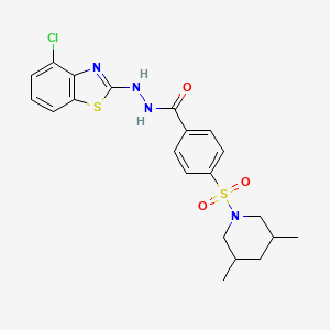 molecular formula C21H23ClN4O3S2 B2704780 N'-(4-chlorobenzo[d]thiazol-2-yl)-4-((3,5-dimethylpiperidin-1-yl)sulfonyl)benzohydrazide CAS No. 851979-23-2