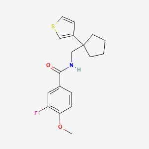 molecular formula C18H20FNO2S B2704821 3-fluoro-4-methoxy-N-((1-(thiophen-3-yl)cyclopentyl)methyl)benzamide CAS No. 2034465-06-8