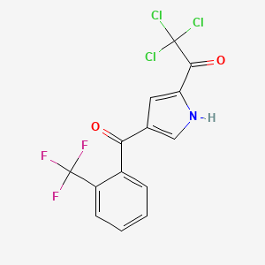 molecular formula C14H7Cl3F3NO2 B2704829 2,2,2-三氯-1-{4-[2-(三氟甲基)苯甲酰]-1H-吡咯-2-基}-1-乙酮 CAS No. 241147-01-3