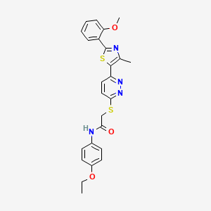 molecular formula C25H24N4O3S2 B2704839 N-(4-ethoxyphenyl)-2-((6-(2-(2-methoxyphenyl)-4-methylthiazol-5-yl)pyridazin-3-yl)thio)acetamide CAS No. 954589-25-4