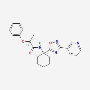molecular formula C22H24N4O3 B2704847 2-phenoxy-N-(1-(3-(pyridin-3-yl)-1,2,4-oxadiazol-5-yl)cyclohexyl)propanamide CAS No. 1396865-05-6
