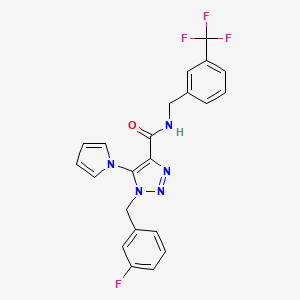 molecular formula C22H17F4N5O B2704854 1-(3-fluorobenzyl)-5-(1H-pyrrol-1-yl)-N-(3-(trifluoromethyl)benzyl)-1H-1,2,3-triazole-4-carboxamide CAS No. 1242932-68-8