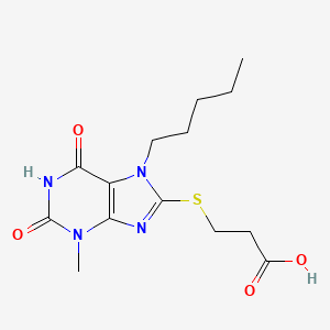 molecular formula C14H20N4O4S B2704857 3-(3-Methyl-2,6-dioxo-7-pentylpurin-8-yl)sulfanylpropanoic acid CAS No. 313528-24-4