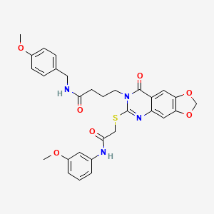 N-(4-methoxybenzyl)-4-(6-((2-((3-methoxyphenyl)amino)-2-oxoethyl)thio)-8-oxo-[1,3]dioxolo[4,5-g]quinazolin-7(8H)-yl)butanamide