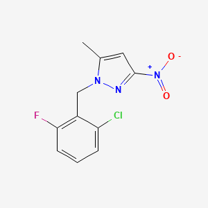 molecular formula C11H9ClFN3O2 B2704865 1-(2-Chloro-6-fluoro-benzyl)-5-methyl-3-nitro-1H-pyrazole CAS No. 957487-87-5