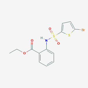 molecular formula C13H12BrNO4S2 B270489 Ethyl 2-{[(5-bromo-2-thienyl)sulfonyl]amino}benzoate 