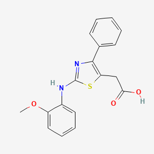 molecular formula C18H16N2O3S B2704894 2-{2-[(2-Methoxyphenyl)amino]-4-phenyl-1,3-thiazol-5-yl}acetic acid CAS No. 501914-49-4