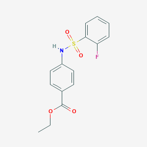 molecular formula C15H14FNO4S B270490 Ethyl 4-{[(2-fluorophenyl)sulfonyl]amino}benzoate 