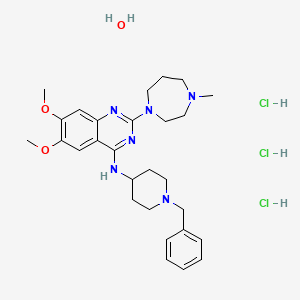 molecular formula C28H43Cl3N6O3 B2704905 N-(1-benzylpiperidin-4-yl)-6,7-dimethoxy-2-(4-methyl-1,4-diazepan-1-yl)quinazolin-4-amine;hydrate;trihydrochloride CAS No. 1392399-03-9; 1808255-64-2