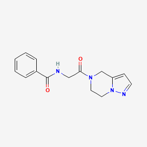 molecular formula C15H16N4O2 B2704908 N-(2-(6,7-dihydropyrazolo[1,5-a]pyrazin-5(4H)-yl)-2-oxoethyl)benzamide CAS No. 2034544-38-0