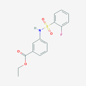 molecular formula C15H14FNO4S B270491 Ethyl 3-{[(2-fluorophenyl)sulfonyl]amino}benzoate 