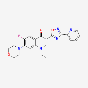 molecular formula C22H20FN5O3 B2704912 1-ethyl-6-fluoro-7-morpholino-3-(3-(pyridin-2-yl)-1,2,4-oxadiazol-5-yl)quinolin-4(1H)-one CAS No. 1111026-64-2