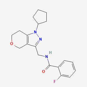 N-((1-cyclopentyl-1,4,6,7-tetrahydropyrano[4,3-c]pyrazol-3-yl)methyl)-2-fluorobenzamide
