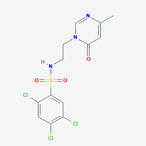 molecular formula C13H12Cl3N3O3S B2704914 2,4,5-trichloro-N-(2-(4-methyl-6-oxopyrimidin-1(6H)-yl)ethyl)benzenesulfonamide CAS No. 1421478-11-6