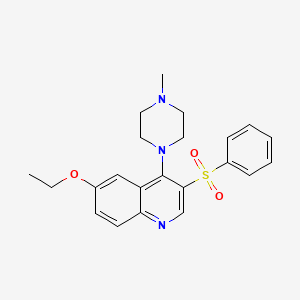 molecular formula C22H25N3O3S B2704917 3-(Benzenesulfonyl)-6-ethoxy-4-(4-methylpiperazin-1-yl)quinoline CAS No. 866843-17-6