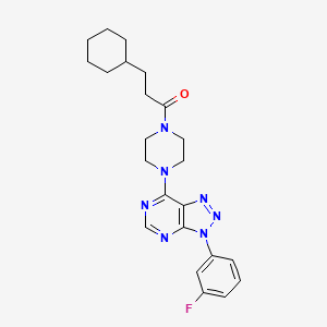3-cyclohexyl-1-(4-(3-(3-fluorophenyl)-3H-[1,2,3]triazolo[4,5-d]pyrimidin-7-yl)piperazin-1-yl)propan-1-one