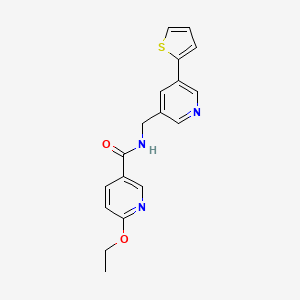 molecular formula C18H17N3O2S B2704934 6-乙氧基-N-((5-(噻吩-2-基)吡啶-3-基)甲基)烟酰胺 CAS No. 2034597-57-2