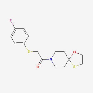 molecular formula C15H18FNO2S2 B2704935 2-((4-Fluorophenyl)thio)-1-(1-oxa-4-thia-8-azaspiro[4.5]decan-8-yl)ethanone CAS No. 1351591-65-5