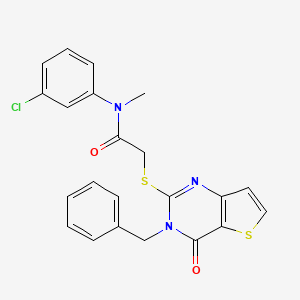 molecular formula C22H18ClN3O2S2 B2704936 2-({3-benzyl-4-oxo-3H,4H-thieno[3,2-d]pyrimidin-2-yl}sulfanyl)-N-(3-chlorophenyl)-N-methylacetamide CAS No. 1252825-79-8