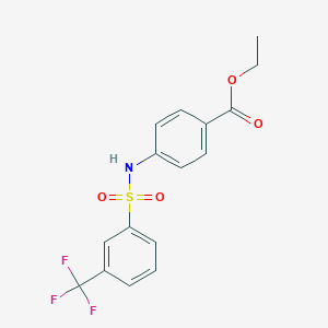 molecular formula C16H14F3NO4S B270494 Ethyl 4-({[3-(trifluoromethyl)phenyl]sulfonyl}amino)benzoate 