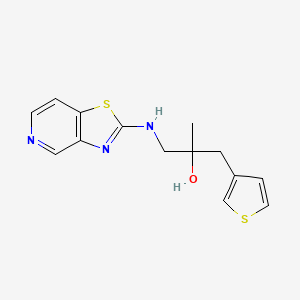 molecular formula C14H15N3OS2 B2704940 2-Methyl-1-([1,3]thiazolo[4,5-c]pyridin-2-ylamino)-3-thiophen-3-ylpropan-2-ol CAS No. 2380191-54-6