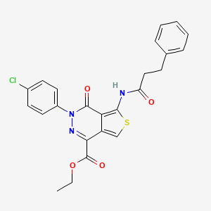 molecular formula C24H20ClN3O4S B2704941 Ethyl 3-(4-chlorophenyl)-4-oxo-5-(3-phenylpropanamido)-3,4-dihydrothieno[3,4-d]pyridazine-1-carboxylate CAS No. 851950-83-9