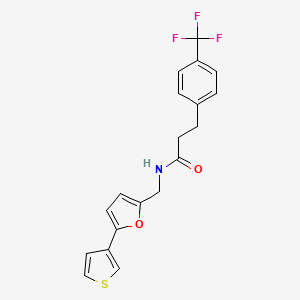 molecular formula C19H16F3NO2S B2704950 N-{[5-(thiophen-3-yl)furan-2-yl]methyl}-3-[4-(trifluoromethyl)phenyl]propanamide CAS No. 2097889-56-8
