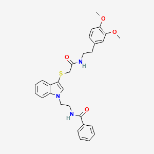molecular formula C29H31N3O4S B2704953 N-[2-[3-[2-[2-(3,4-dimethoxyphenyl)ethylamino]-2-oxoethyl]sulfanylindol-1-yl]ethyl]benzamide CAS No. 532969-79-2