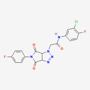 molecular formula C18H12ClF2N5O3 B2704958 N-(3-chloro-4-fluorophenyl)-2-(5-(4-fluorophenyl)-4,6-dioxo-4,5,6,6a-tetrahydropyrrolo[3,4-d][1,2,3]triazol-1(3aH)-yl)acetamide CAS No. 1052618-93-5