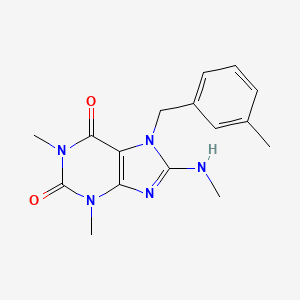 molecular formula C16H19N5O2 B2704960 1,3-Dimethyl-8-methylamino-7-(3-methyl-benzyl)-3,7-dihydro-purine-2,6-dione CAS No. 376622-95-6