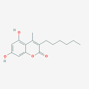 molecular formula C16H20O4 B2704961 3-hexyl-5,7-dihydroxy-4-methyl-2H-chromen-2-one CAS No. 144765-96-8