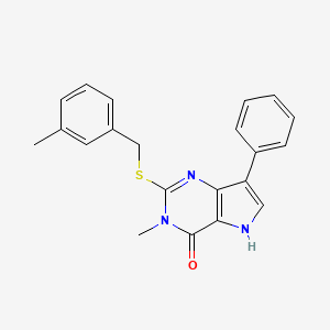 molecular formula C21H19N3OS B2704970 3-methyl-2-((3-methylbenzyl)thio)-7-phenyl-3H-pyrrolo[3,2-d]pyrimidin-4(5H)-one CAS No. 1251676-32-0