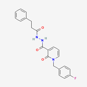 molecular formula C22H20FN3O3 B2704977 1-(4-fluorobenzyl)-2-oxo-N'-(3-phenylpropanoyl)-1,2-dihydropyridine-3-carbohydrazide CAS No. 1105212-27-8