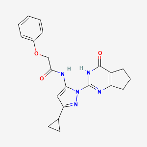 molecular formula C21H21N5O3 B2704986 N-(3-cyclopropyl-1-(4-oxo-4,5,6,7-tetrahydro-3H-cyclopenta[d]pyrimidin-2-yl)-1H-pyrazol-5-yl)-2-phenoxyacetamide CAS No. 1207057-11-1