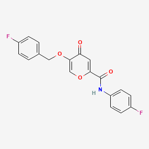 molecular formula C19H13F2NO4 B2704989 5-((4-fluorobenzyl)oxy)-N-(4-fluorophenyl)-4-oxo-4H-pyran-2-carboxamide CAS No. 1021060-63-8