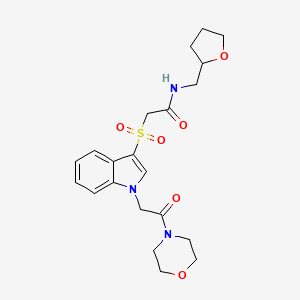 molecular formula C21H27N3O6S B2704995 2-((1-(2-morpholino-2-oxoethyl)-1H-indol-3-yl)sulfonyl)-N-((tetrahydrofuran-2-yl)methyl)acetamide CAS No. 878058-24-3