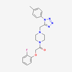 molecular formula C21H23FN6O2 B2705004 2-(2-氟苯氧基)-1-(4-((1-(对甲苯基)-1H-四唑-5-基)甲基)哌嗪-1-基)乙酮 CAS No. 1049487-30-0