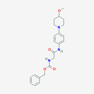 molecular formula C22H27N3O4 B2705011 苄基(2-((4-(4-甲氧基哌啶-1-基)苯基)氨基)-2-氧代乙基)碳酸酯 CAS No. 1706337-57-6