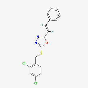 molecular formula C17H12Cl2N2OS B2705013 2-[(2,4-dichlorobenzyl)sulfanyl]-5-[(E)-2-phenylethenyl]-1,3,4-oxadiazole CAS No. 1164519-46-3