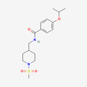 molecular formula C17H26N2O4S B2705015 4-异丙氧基-N-((1-(甲磺酰基)哌啶-4-基)甲基)苯甲酰胺 CAS No. 1235120-82-7