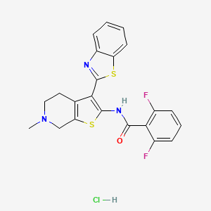 molecular formula C22H18ClF2N3OS2 B2705020 N-(3-(苯并噻唑-2-基)-6-甲基-4,5,6,7-四氢噻吩并[2,3-c]吡啶-2-基)-2,6-二氟苯甲酰胺盐酸盐 CAS No. 1189688-52-5